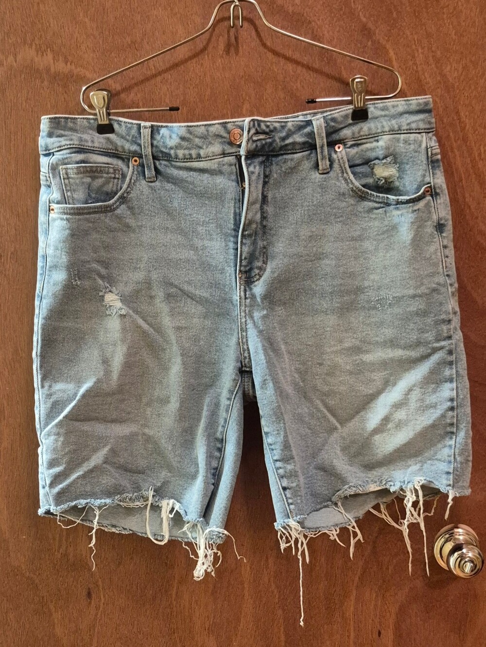 Terra & Sky Light Blue Distressed Denim Jean Shorts